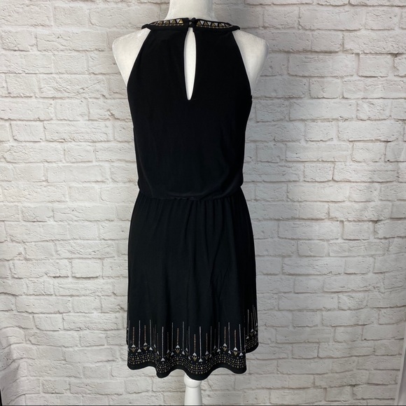 WHBM Embellished Blouson Dress Black/Gold - Picture 10 of 14